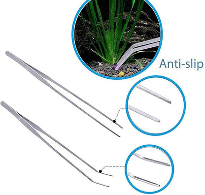 15in Aquascaping Tools, 4 in 1 Long Aquarium Tweezers Scissors Spatula - Image 3