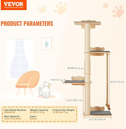 VEVOR 4 Tiers Tall Cat Wall Furniture Set - Image 8