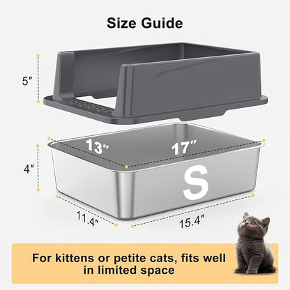 FURTIME Stainless Steel Cat Litter Box - Image 8