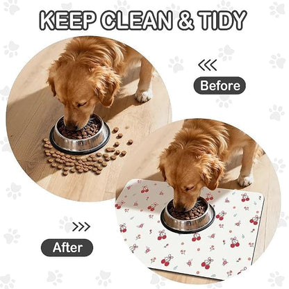 Dog Food Mat for Pet Cat Food Mat, Cherry Absorbent Quick Dry Dog Bowl Mats for - Image 2