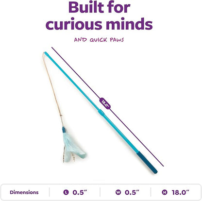SmartyKat Frisky Flyer Feather Wand Cat Toy, Extendable Up to 24" - Image 3