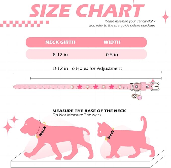 EXPAWLORER Leather Cat Collar for Girl Boy- Adjustable Pet Collar - Image 2