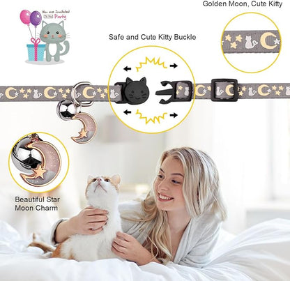 4PCS Cat Collar with Bells, Breakaway Cat Collars, Kitten Collar with Bell - Image 3