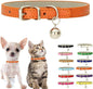 Orange XXS Kitten Collar with Bell, Soft Pu Leather Dog Collars Adjustable by Weimostar