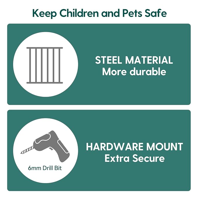 Babelio 31.5-55" No Bottom Bar Baby Gate Extra Wide, 2-in-1 Auto Close Dog Gate - Image 5