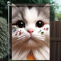 Cute Cat Garden Flag 12x18 Inch Double Sided Outdoor Yard Banner Adorable White by Unknown