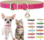 Hot Pink XXS Dog Collar with Bell, Soft Pu Leather Cat Collars Adjustable Buckle by Weimostar