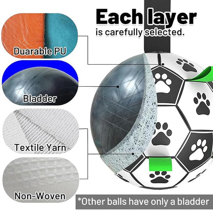 Dog Soccer Ball Toys with Straps, Puppy Birthday Gifts, Dogs Tug Toy, Water Toy - Image 2