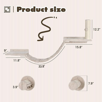 Cat Wall Shelves Climber Systems, Bridge Ladder, Wooden Platform and Hanging - Image 2