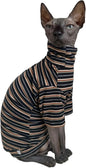 Vintage Stripes Sphynx Hairless Cats Shirt Cotton Cat Turtleneck Pet Clothes by Kitipcoo
