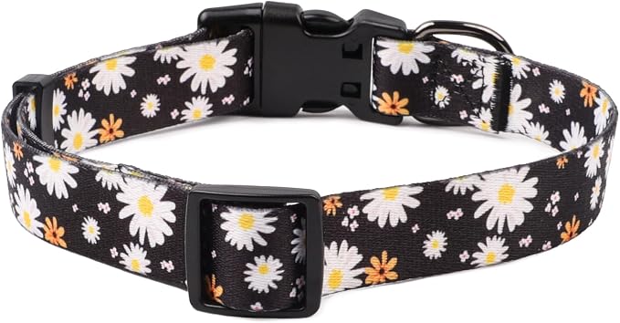 QQPETS Adjustable Soft Dog Collar: Print Flower Pink Multicolor Cute Patterns - Image 5