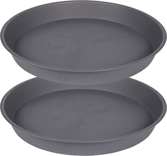 2 Pack of 14 inch Plant Saucer, Heavy Duty Round Plastic Plant Water Tray by Bleuhome