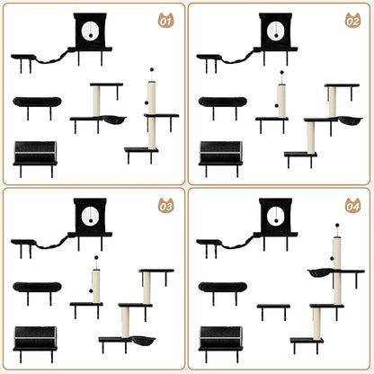 NUNU LAB 14-in-1 Cat Wall Shelves Set, Wall-Mounted Cat Climber - Image 5