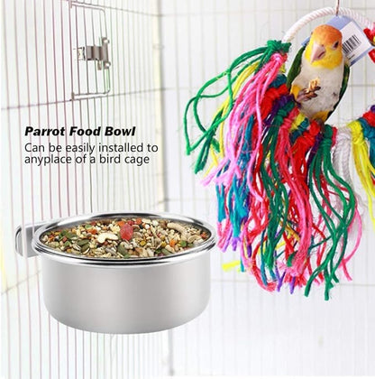 PINVNBY Parrot Feeding Cups Birds Food Dish Stainless Steel Parrot Feeders - Image 2