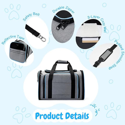 Double Expandable Cat Carrier, Airline Approved Soft-Sided Pet Travel Carrier - Image 4