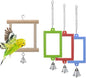 4 PCS Bird Mirror with Bell Parrot Hanging Interactive Playing Toy by Wontee
