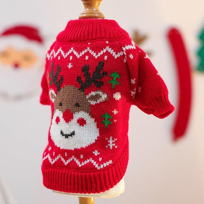 Christmas Dog Outfit Red Puppy Sweater - Image 4