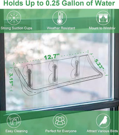 Clear Window Mounted Bird Feeder Bath - Image 3