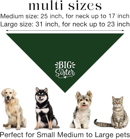 Big Sister Bandana for Dogs, Pet Pregnancy Announcement, Dark Green Dog Bandana - Image 3