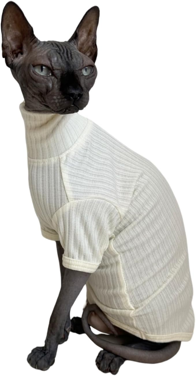Sphynx Cats Shirt Cat Turtleneck Cotton Sweater Pullover Kitten T-Shirts by Kitipcoo
