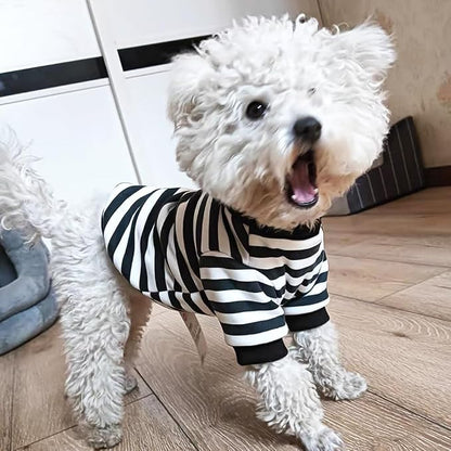 Autumn Dog Sweater with Leash Ring Warm Striped Puppy Shirt - Image 2