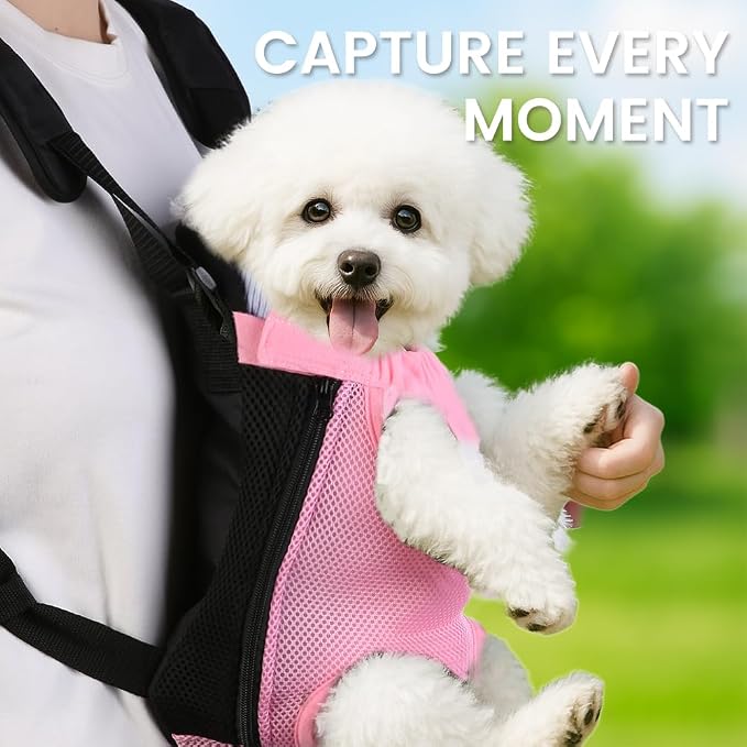 Dog Backpack Carrier, Thick Straps & Cushion, Pet Sling Front Backpacks - Image 7