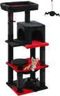 Gothic Cat Tree with Super Large Hammock, 45.7" Black Cat Tower with Coffin Bed by MUTTROS