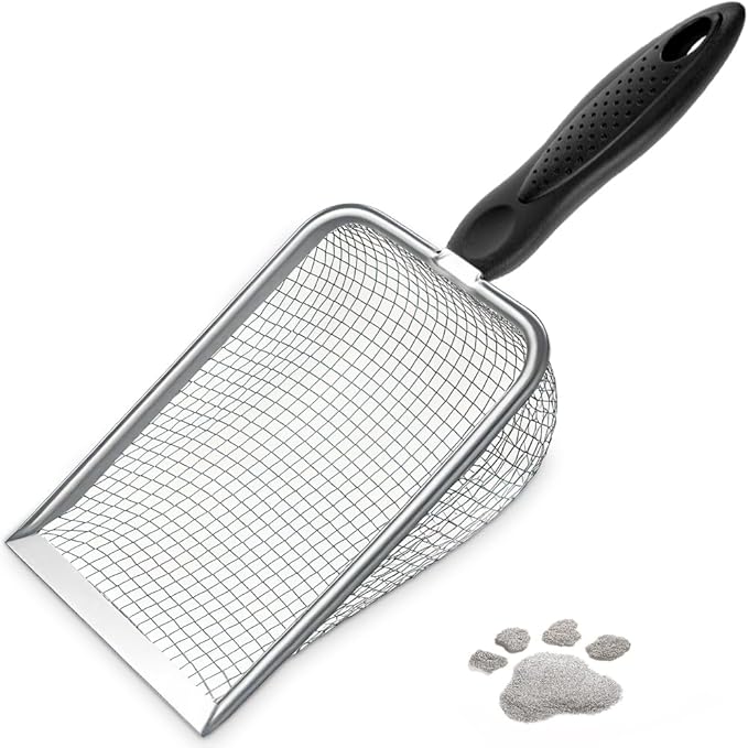 Cat Litter Scoop, Sturdy Litter Cleaner Corner Shovel, Stainless Steel Mesh - Image 2