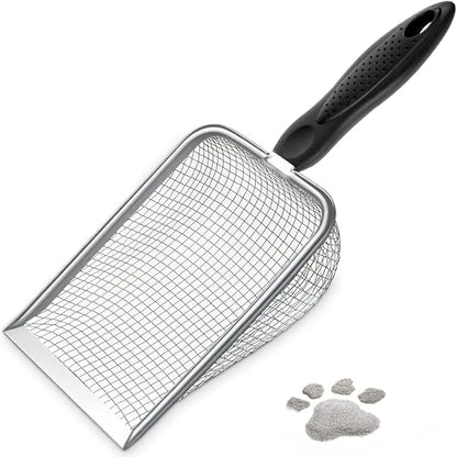 Cat Litter Scoop, Sturdy Litter Cleaner Corner Shovel, Stainless Steel Mesh - Image 2