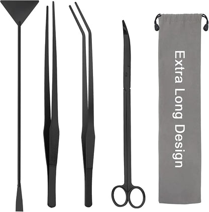 Aquarium Aquascape Tools Kit 15in, 4 in 1 Anti-Rust Aquatic Plant Aquascaping by LuxivLLC