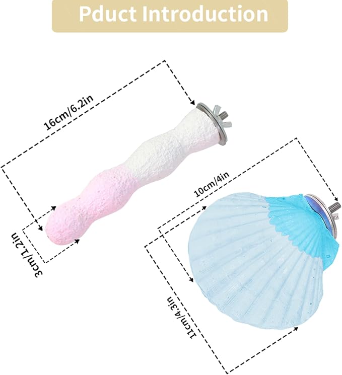 Bird Perches for Cage, Abrasive Surface High Calcium Mineral Parrot Perch Stand - Image 7