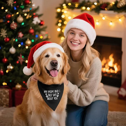 My Mom and I Talk About You Black Dog Bandana, Hilarious Sarcastic Pet Scarf - Image 5