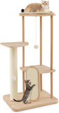 Tangkula Wood Cat Tree for Indoor Cats, Padded Perch, Hanging Toy, Minimalist by TANGKULA