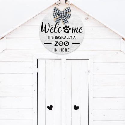 Welcome It's Basically a Zoo in Here Sign, Funny Pet Front Door Sign, Welcome - Image 4