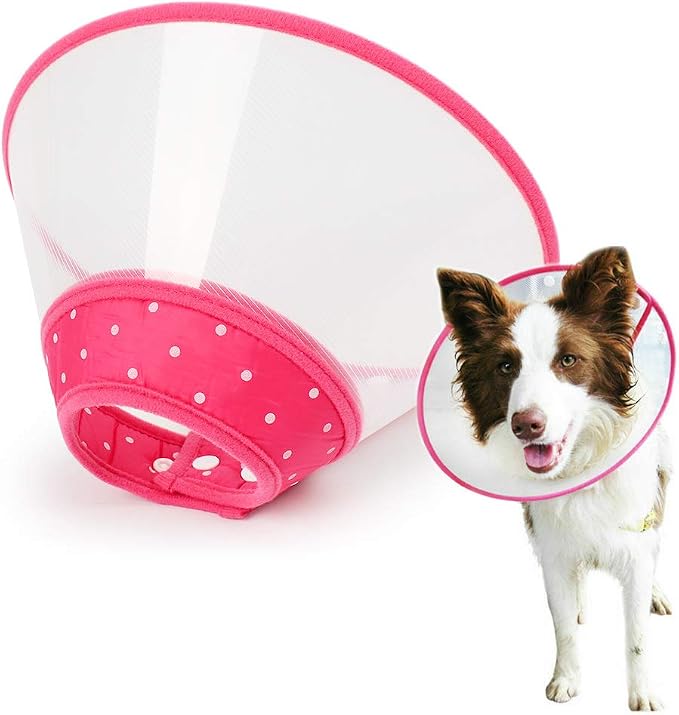 Pet Cone Recovery Dog Cone Adjustable Dog Collar Clear Padded Collar - Image 6
