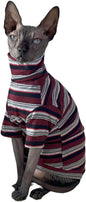 Vintage Stripes Sphynx Hairless Cats Shirt Cotton Cat Turtleneck Pet Clothes by Kitipcoo