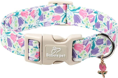 Floral Dog Collar for Medium Dogs by Babolepet