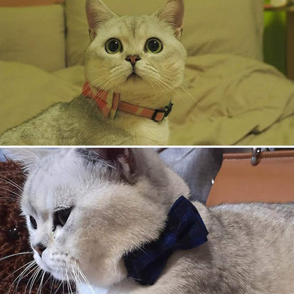 Cat Collar Breakaway with Bell and Bow Tie, Plaid Design Adjustable Safety - Image 3