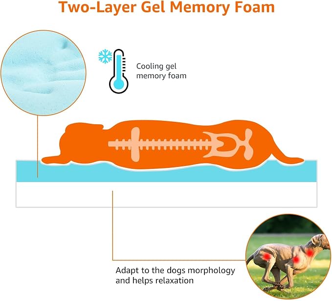 Amazon Basics Dog Bed with Cooling Gel Memory Foam, Machine Washable Removable - Image 5