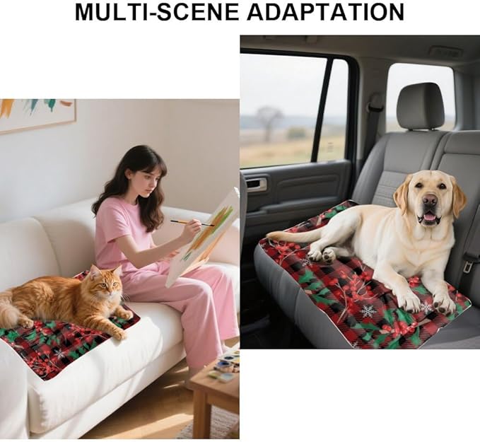 Red Black Plaid Kennel Pad Water Resistant Dog Bed Beds - Image 5
