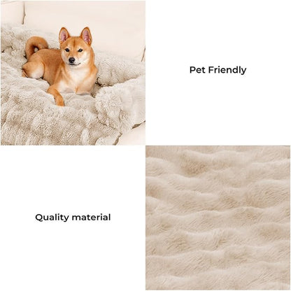 FUNNY FUZZY Pet Fluffy Fuzzy Couch Cover, Calming Washable Dog Bed Sofa - Image 2