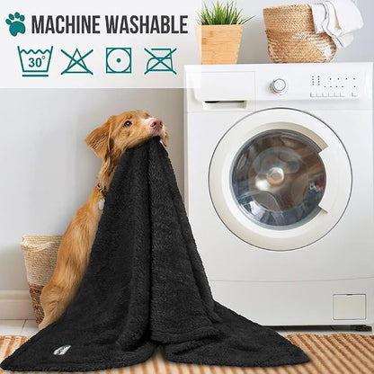 PetAmi Dog Blanket for Large Medium Dogs Black, Fluffy Soft Puppy Blanket - Image 6