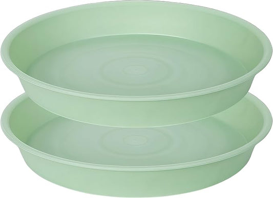 2 Pack of 14 inch Plant Saucers Bird Bath Bow Round, Plastic Plant Saucer Tray by Bleuhome