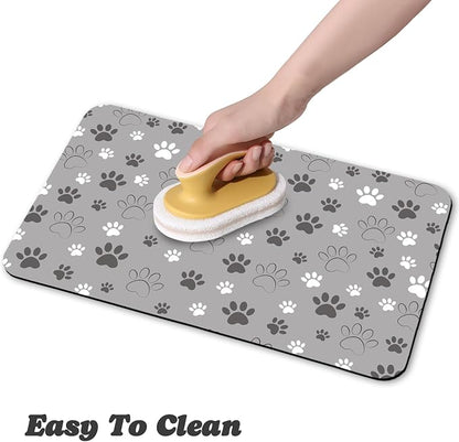 Dog Food Mat, Absorbent Water Bowl Mats Cat Pet Feeding Placemats Light Gray 12 - Image 4