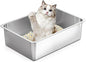 Kirecoo Stainless Steel Cat Litter Box, Large Metal High Sided Cat Pan Box by Kirecoo