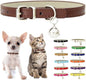 Brown Small Dog Collar with Bell, Soft Pu Leather Cat Collars Adjustable Buckle by Weimostar