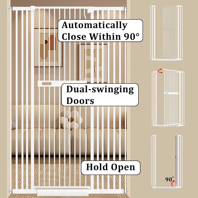 WAOWAO 71" Extra Tall Cat Pet Gate 29.92-45.66" Wide Pressure Mounted Walk - Image 6