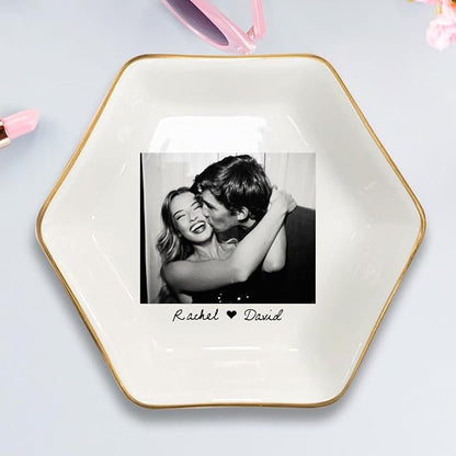 Custom Photo Ring Dish, Personalized Couple Portrait Picture Trinket Tray - Image 4