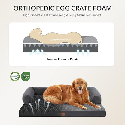 Orthopedic Dog Beds for Large Sized Dogs, Waterproof Egg Crate Foam Medium Dog - Image 2