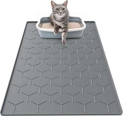 Cat Litter Box Mat, Large 34" X 22" Cat Litter Mat, Waterproof Silicone Pad by Garoopion